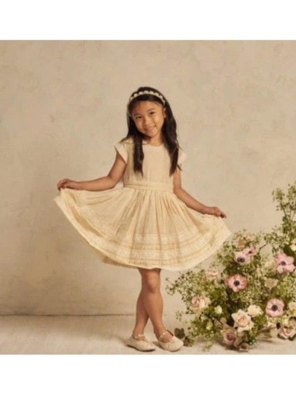 NoraLee Dahlia Party Dress In Champagne Girls Size 8Y 8 Cotton Silk NWT